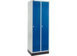 Schäfer Shop Pure Kleiderspind, 2 Abteile, mit Sockel, Drehriegelverschluss, lichtgrau/enzianblau