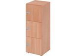Schließfachschrank Topas Line, 3 Ordnerhöhen, 3 Fächer, Zahlenschloss, B 400 x T 420 x H 1100 mm, Nussbaum/Nussbaum