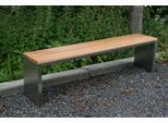 Parkbank, Edelstahl/Garapaholz, ohne Rückenlehne, B 1500 x T 300 x H 400 mm