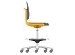 Arbeitsdrehstuhl Labsit hoch, Kunstleder, Sitz-Stopp-Rollen, B 450 x T 420 x H 560 - 810 mm, orange