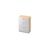 Hängeregistraturschrank, 3 OH, B 800 x T 420 mm, Ahorn-Dekor/silber