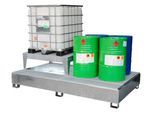 IBC-Auffangwanne CEMO GS2 AB2, Stahl, 1000 l Auffangvolumen, lackiert, mit 2 Abfüllböcken, L 2680 x B 1255 x H 810 mm