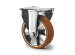 CASCOO Bockrolle BAU5, mit Rad-ø 125 mm x B 50 mm, Aluminium-Felge, Polyurethan-Lauffläche, braun, Doppelkugellager, bis 500 kg