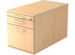 Rollcontainer, 1 Schub, 1 Utensilienauszug, Hängeregistraturauszug, B 428 x T 800 x H 512 mm, Ahorn