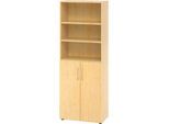 Kombischrank Breno, 6OH, Schrank- und Regalelement, abschließbar, B 800 x T 420 x H 2156 mm, Spanplatte, Ahorn/Ahorn
