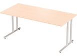 Schäfer Shop Select Schreibtisch COMBITEC, Rechteck, C-Fuß, B 1800 x T 800 x H 677-817 mm, Ahorn/weißaluminium