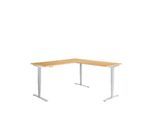 Winkelschreibtisch AERO FLEX, elektrisch höhenverstellbar, 90° Winkel, T-Fuß, B 2000 x T 2000 mm, Buche/weißalu + Memorypanel