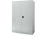 Schäfer Shop Genius Flügeltürenschrank FS, Stahl, mit Belüftungslöchern, B 1343 x T 620 x H 1950 mm, 5 OH, Lichtgrau/Lichtgrau, bis 750 kg