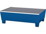 Auffangwanne ASECOS, Stahl, mit Gitterrost u. Staplerschuhen, 200 l Auffangvolumen, B 815 x T 1235 x H 350 mm, lackiert