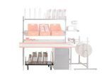 Untertischmagazin für Pack- und Arbeitstisch Rocholz System 1600/2000, kurz, bis zu 100 Faltkartons, B 1015 x T 600 x H 604 mm, hellgrau