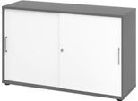Schiebetürschrank Breno, abschließbar, Spanplatte, melaminharzbeschichtet, B 1200 x T 400 x H 748 mm, 2 Ordnerhöhen, graphit/weiß