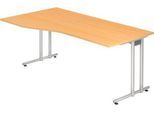 Schreibtisch JENA, C-Fuß, Freiform, B 1800 x T 1000 x H 720 mm, Buche-Dekor