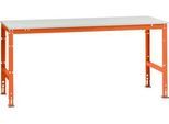 Manuflex Arbeitstisch UNIVERSAL Standard, 2000 x 1000 mm, Melamin lichtgrau, rotorange