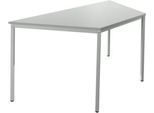 Schäfer Shop Pure Stahlrohrtisch, Trapez, Quadratrohrfuß, B 1600 x T 800 x H 720 mm, lichtgrau/lichtgrau