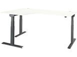 Schäfer Shop Select Winkelschreibtisch ERGO-T 2.0, elektrisch höhenverstellbar, 90° Winkel links, T-Fuß, B 2000 mm, weiß/anthrazit