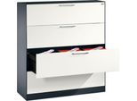 Hängeregistraturschrank ASISTO C 3000, 4 Schubladen, 3-bahnig, B 1200 mm, anthrazit/weiß