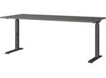 Schreibtisch Porto, mechanisch höheneinstellbar, C-Fuß, B 1800 x T 800 x H 680-910 mm, schwarz/graphit