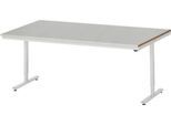 Rau Arbeitstisch Adlatus, elektrisch höhenverstellbar, 25 mm MDF-Platte, Edelstahlbelag, bis 150 kg, B 2000 x T 1000 x H 720-1120 mm, silber/lichtgrau