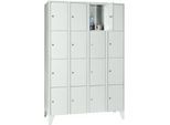 Wertfachschrank 300 mm, 4 Abteile, 16 Fächer, Sicherheitszylinderschloss, Fuß, lichtgrau