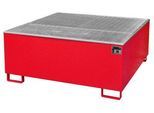 Auffangwanne BAUER AW 1000/PE mit Gitterrost, 1000 l IBC, B 1475 x T 1475 x H 625 mm, rot