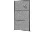 MAUL Stellwandsystem MAULconnecto Uplight, 3 x Akustikvlies dunkel, LED-Leuchte mit 2500 lm & 4000 k, Klettverbindung, Standfuß, H 1800 x B 1000 mm, anthrazit