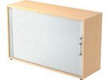Querrollladenschrank TARVIS, 2 Ordnerhöhen, B 1200 x T 400 x H 825 mm, abschließ- & stapelbar, Ahorn-Dekor/alusilber