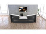 Große Bogen-Empfangstheke Faro, mit Niedrigmodul, Kabelführung, B 3240 x T 1230 x 1120 mm, anthrazit/anthrazit