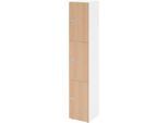 Schließfachschrank Topas Line, 6 Ordnerhöhen, 3 Fächer, Zahlenschloss, B 400 x T 420 x H 2156 mm, weiß/Eiche