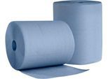 WIPEX Putzpapier BlueTech, universell einsetzbar, 2-lagig, Recyclingpapier, blau, 2 Rollen mit Kern-Ø 200 mm & 500 Tüchern, Tuchformat 220 x 360 mm