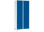 Wertfachschrank 400 mm, 2 Abteile, 6 Fächer, Sicherheitszylinderschloss, Fuß, enzianblau