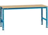 Manuflex Arbeitstisch UNIVERSAL Standard, 2000 x 1000 mm, Multiplex natur, lichtblau