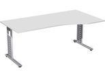 Schreibtisch ALICANTE, C-Fuß, Freiform, Ansatz rechts, B 1800 x T 800/1000 x H 680-820 mm,