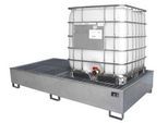 Auffangwanne BAUER AW 1000-2/PE mit Gitterrost, 2x 1000 l IBC, B 2665 x T 1315 x H 440 mm, verzinkt