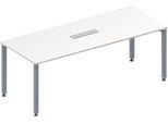 Schäfer Shop Genius Konferenztisch MODENA FLEX, 6-fach Anschluss, Rechteck, 4-Fuß Quadratrohr, B 2000 x T 800 x H 720-840 mm, weiß/weißalu