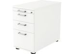 Standcontainer TARVIS, 1 Utensilienauszug, abschließbar, 2 Schübe, 1 HR-Auszug, B 428 x T 800 x H 720 mm, weiß