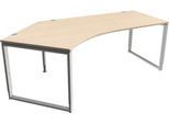 Schäfer Shop Genius Winkelschreibtisch MODENA FLEX, 135°, Bügelfuß, Ansatz links, B, B 2165 mm, Ahorn-Dekor