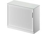 Schäfer Shop Genius Querrollladenschrank TETRIS SOLID, 2 OH, B 1000 mm, inkl. 19 mm Abdeckplatte, lichtgrau/weißalu/weißalu