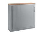 Schäfer Shop Genius Querrollladenschrank TETRIS SOLID, 3 OH, B 1200 x T 415 x H 1170 mm, mit Böden und Abdeckplatte, Buche/weißalu