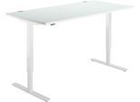 Schäfer Shop Select Schreibtisch Start Off, elektrisch höhenverstellbar, Rechteck, T-Fuß, B 1600 x T 800 x H 755-1255 mm, lichtgrau/weiß