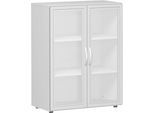 Glastürenschrank ALICANTE, 3 Ordnerhöhen, B 800 x T 420 x H 1104 mm, lichtgrau