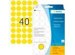 HERMA Klebepunkte 2251, Ø 19 mm, selbstklebend, permanenthaftend, per Hand beschreibbar, 1280 Stück auf 32 Blatt, FSC®-Papier, gelb