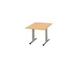 Schäfer Shop Select Besprechungstisch Planova Basic, Quadrat, T-Fuß, B 1000 x T 1000 x H 717 mm, Buche/weißaluminium RAL 9006