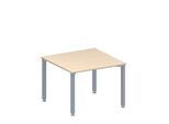 Schäfer Shop Genius Anbautisch MODENA FLEX, höhenverstellbar, Quadrat-Form, 4-Fuß-Quadratrohr, B 1000 x T 1000 mm, Ahorn-Dekor