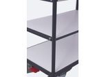 ESD-Etagenwagen, Stahl/Spanplatte, Graphitgrau/ Lichtgrau, 3 Etagen, 850 x 500 mm, EasySTOP, bis 250 kg