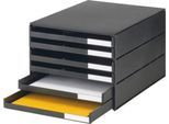 Schubladenbox styro® Styroval, Format C4, 6 offene Schübe, stapelbar, Beschriftungsmaterial, B 243 x T 335 x H 200 mm, Recycling-Kunststoff, schwarz
