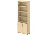 Schäfer Shop Genius Kombischrank TETRIS WOOD, 6 OH, H 2270 mm Glas- und Flügeltüren, Höhe inkl. Gleiter, Ahorn-Dekor