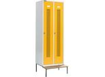 Schäfer Shop Select Kleiderspind, mit Sitzbank, 2 Abteile, 300 mm, Drehriegelverschluss,Tür rapsgelb