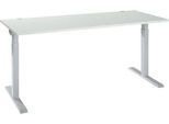 Schäfer Shop Select Schreibtisch ERGO-T 2.0, Rechteck, T-Fuß, B 1800 x T 800 x H 675-895 mm, lichtgrau/weißalu