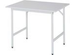 Rau ESD-Arbeitstisch Jerry, manuell höhenverstellbar, 28 mm Spanplatte mit Melaminbelag, bis 300 kg, B 1000 x T 800 x H 800-850 mm, lichtgrau