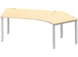 Schäfer Shop Genius Winkelschreibtisch MODENA FLEX 135°, Ansatz rechts, 4-Fuß-Quadratrohr, B 2165 mm, ahorn/weiß